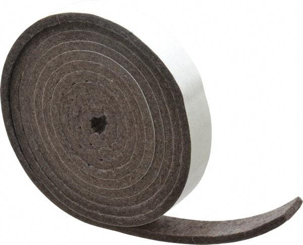 Made in USA - 1/4 Inch Thick x 1 Inch Wide x 10 Ft. Long, Felt Stripping - Gray, Adhesive Backing - Caliber Tooling