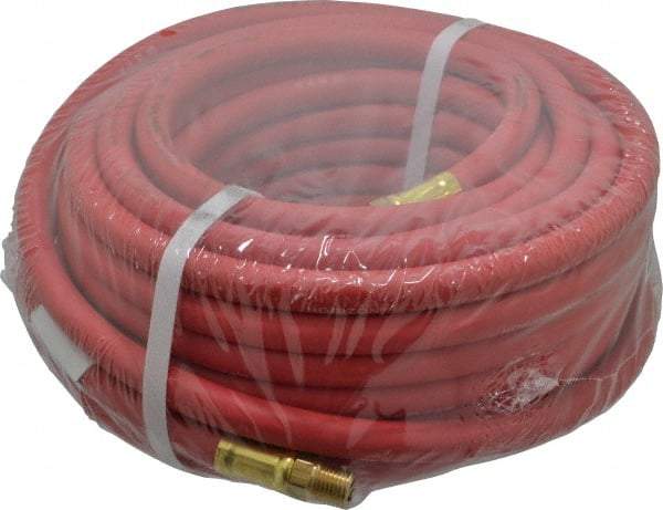 Continental ContiTech - 1/4" ID x 0.527" OD 50' Long Multipurpose Air Hose - MNPT x MNPT Ends, 250 Working psi, -40 to 190°F, 1/4" Fitting, Red - Caliber Tooling