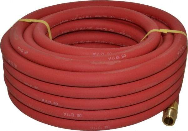 Continental ContiTech - 1/2" ID x 0.838" OD 50' Long Multipurpose Air Hose - MNPT x MNPT Ends, 250 Working psi, -40 to 190°F, 1/2" Fitting, Red - Caliber Tooling