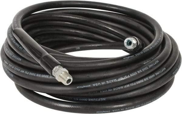 Continental ContiTech - 50' Long, 3/8" Fitting, Swivel Fitting, 0 to 250°F, Synthetic Rubber High Temp & High Pressure Hose - 3/8" Inside x 0.693" Outside Diam, Black, 3,000 psi - Caliber Tooling