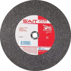 Sait - 10" 36 Grit Aluminum Oxide Cutoff Wheel - 1/8" Thick, 5/8" Arbor, 6,100 Max RPM, Use with Stationary Tools - Caliber Tooling