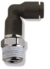 Legris - 5/32" OD, 1/4 NPT, Nylon/Nickel Plated Brass Push-to-Connect Extended Male Elbow - 290 Max psi - Caliber Tooling