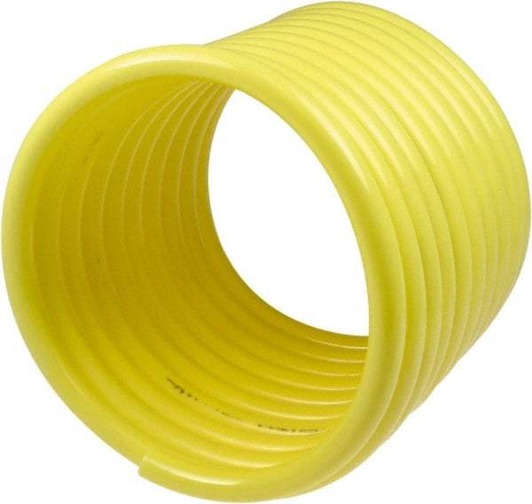 Coilhose Pneumatics - 1/2" ID, 100' Long, Yellow Nylon Coiled & Self Storing Hose - 170 Max psi, No Fittings - Caliber Tooling