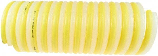 Coilhose Pneumatics - 3/4, 5/16" ID, 50' Long, Yellow & Natural Nylon Coiled & Self Storing Hose - 120 Max psi, No Fittings - Caliber Tooling