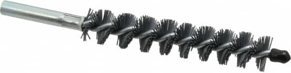 Schaefer Brush - 4" Brush Length, 3/4" Diam, Single Stem, Single Spiral Tube Brush - 6-1/4" Long, Silicone Carbide Impregnated Nylon, 12-24 Female Connection - Caliber Tooling