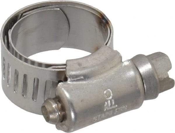 IDEAL TRIDON - SAE Size 6, 1/2 to 7/8" Diam, Stainless Steel Shielded Worm Drive Clamp - Material Grade 301, Series 615 - Caliber Tooling