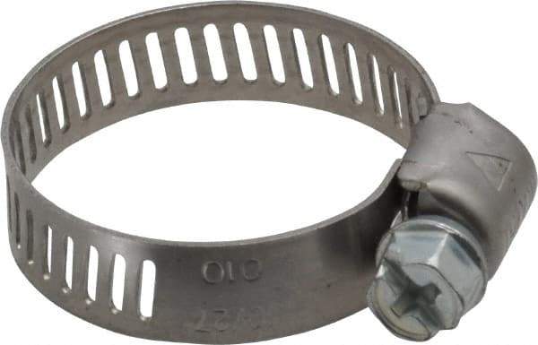 IDEAL TRIDON - SAE Size 10, 1/2 to 1-1/16" Diam, Stainless Steel Miniature Worm Drive Clamp - 5/16" Wide, Material Grade 301, Series 325 - Caliber Tooling