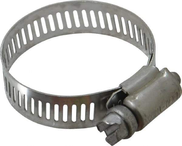 IDEAL TRIDON - SAE Size 20, 3/4 to 1-3/4" Diam, Stainless Steel Worm Drive Clamp - 1/2" Wide, Material Grade 201, Series 611 - Caliber Tooling