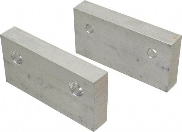 Gibraltar - 6" Wide x 3" High x 1" Thick, Flat/No Step Vise Jaw - Soft, Aluminum, Fixed Jaw, Compatible with 6" Vises - Caliber Tooling