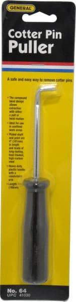 General - 7-1/2" OAL Carbon Steel Cotter Pin Puller Awl - Plastic Handle - Caliber Tooling