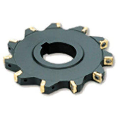 Iscar - Arbor Hole Connection, 0.37" Cutting Width, 1-1/8" Depth of Cut, 4" Cutter Diam, 1-3/4" Hole Diam, 9 Tooth Indexable Slotting Cutter - SSB Toolholder, QPMT 100408PDTN Insert - Caliber Tooling