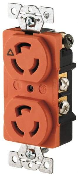 Cooper Wiring Devices - 125 VAC, 15 Amp, L5-15R NEMA, Isolated Ground Receptacle - 2 Poles, 3 Wire, Female End, Orange - Caliber Tooling