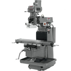 Jet - 12" Table Width x 54" Table Length, Variable Speed Pulley Control, 3 Phase Knee Milling Machine - NT40 Spindle Taper, 5 hp - Caliber Tooling