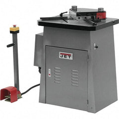 Jet - 7-3/4 x 7-3/4" Notching Dimension, Metal Notcher - 50" Stroke, 4mm Max Mild Steel Capacity, 9 Ton Load Capacity, 27-1/2" Table Width x 23-3/4" Table Depth - Caliber Tooling