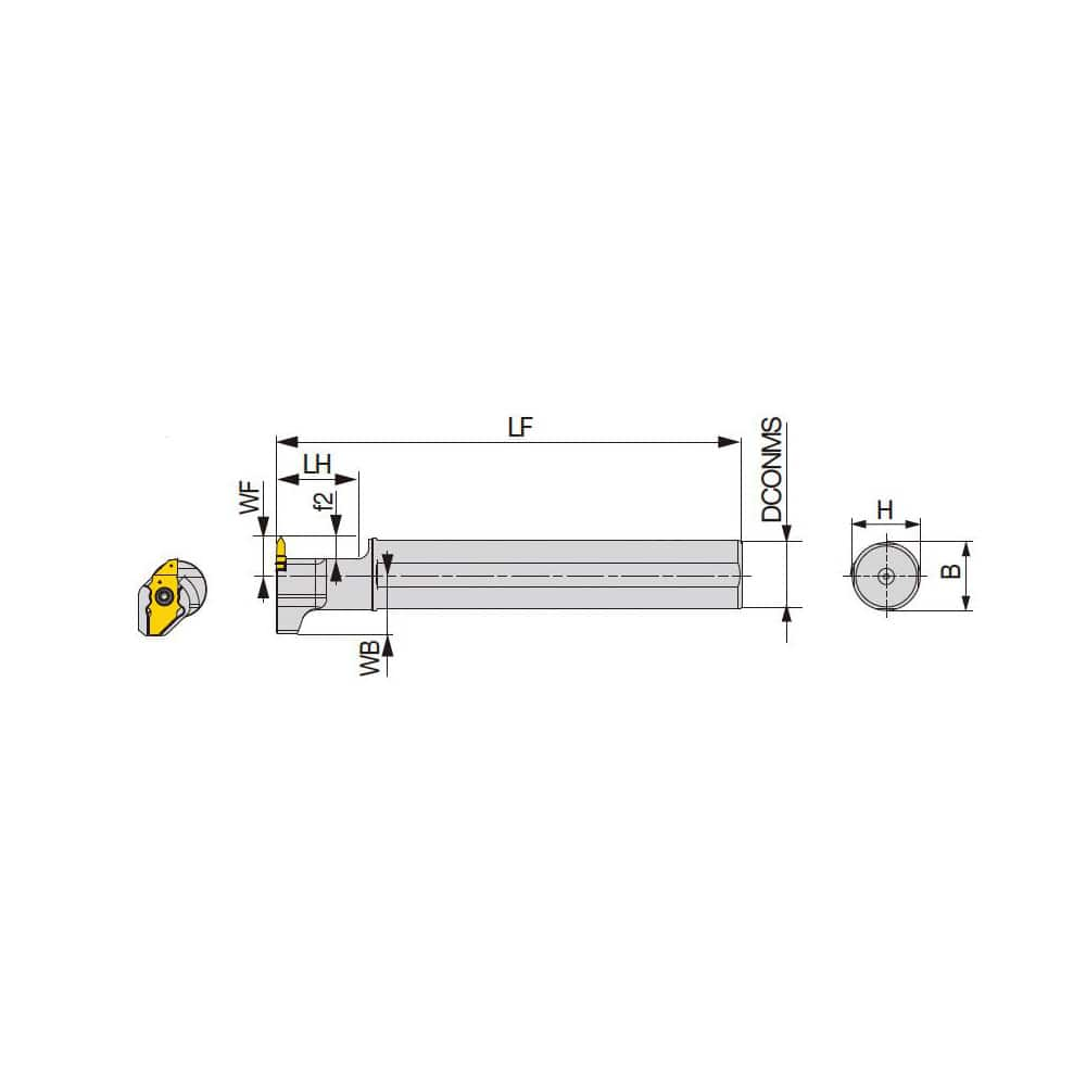 Indexable Threading Toolholder: External, Left Hand, 19 x 20 mm Shank Steel, Series JS