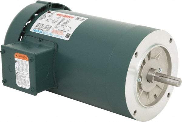 Leeson - 3 Max hp, 3,600 Max RPM, Premium Efficient Electric AC DC Motor - 230/460 V Input, Three Phase, 56C Frame, C-Face Mount, TEFC Enclosure - Caliber Tooling