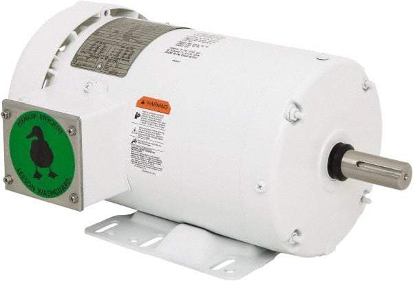 Leeson - 2 Max hp, 1,800 Max RPM, Premium Efficient Electric AC DC Motor - 230/460 V Input, Three Phase, 145T Frame, Rigid Base Mount, TEFC Enclosure - Caliber Tooling