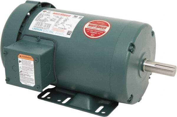 Leeson - 3 Max hp, 3,600 Max RPM, Premium Efficient Electric AC DC Motor - 230/460 V Input, Three Phase, 145T Frame, Rigid Base Mount, TEFC Enclosure - Caliber Tooling