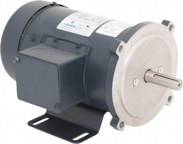 Leeson - 3/4 Max hp, 2,500 Max RPM, DC Electric AC DC Motor - 90 V Input, SS56C Frame, 5/8" Shaft Diam, C-Face with Base Mount, TEFC Enclosure - Caliber Tooling