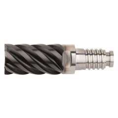 Kennametal - 5/8" Diam, 15/16" LOC, 6 Flute, 0.762mm Corner Radius End Mill Head - Solid Carbide, AlTiN Finish, Duo-Lock 16 Connection, Spiral Flute, 45° Helix, Centercutting - Caliber Tooling