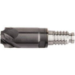 Kennametal - 12mm Diam, 1mm LOC, 5 Flute, 1mm Corner Radius End Mill Head - Solid Carbide, AlTiN Finish, Duo-Lock 10 Connection, Spiral Flute, 0° Helix - Caliber Tooling