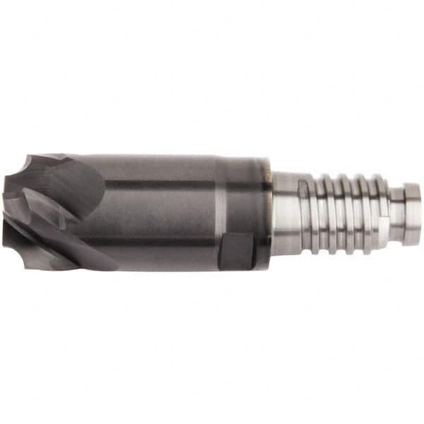 Kennametal - 5/8" Diam, 1-1/2" LOC, 6 Flute, 1.524mm Corner Radius End Mill Head - Solid Carbide, AlTiN Finish, Duo-Lock 12 Connection, Spiral Flute, 0° Helix - Caliber Tooling