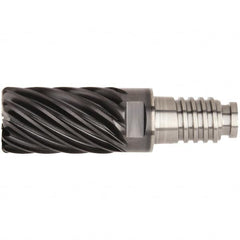 Kennametal - 1" Diam, 1-1/2" LOC, 19 Flute, 0.06" Corner Radius End Mill Head - Solid Carbide, AlTiN Finish, Duo-Lock 25 Connection, Spiral Flute, 36° Helix - Caliber Tooling