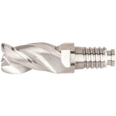 Kennametal - 10mm Diam, 15mm LOC, 3 Flute, 0.5mm Corner Radius End Mill Head - Solid Carbide, Uncoated, Duo-Lock 10 Connection, Spiral Flute, 38° Helix, Centercutting - Caliber Tooling