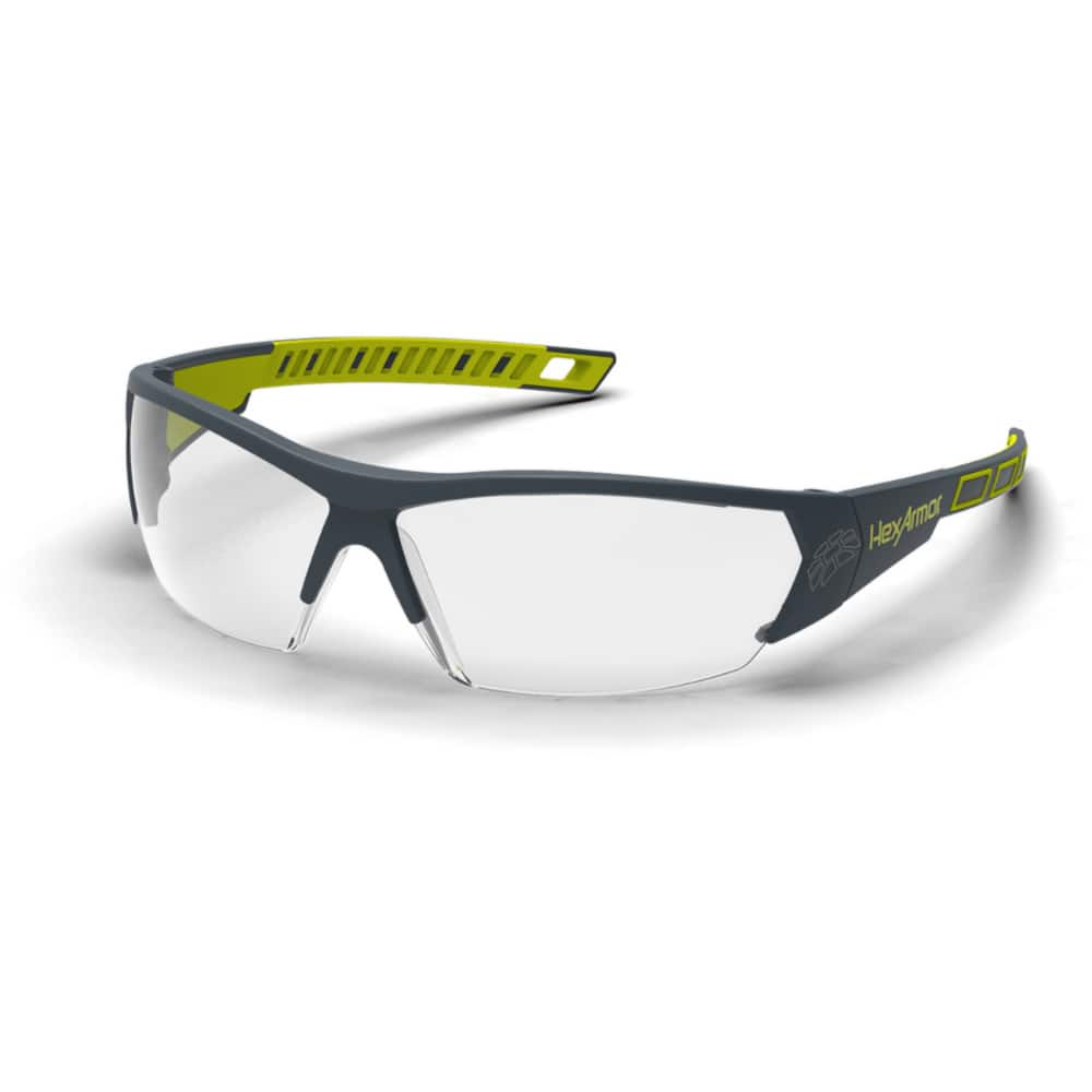 HexArmor - Safety Glasses; Type: Safety Glasses ; Lens Color Family: Clear ; Lens Color: Clear ; Lens Coating: Anti-Fog; Scratch Resistant ; Frame Style: Frameless ; Frame Color Family: Gray; Yellow - Exact Industrial Supply