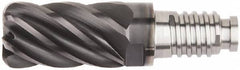 Kennametal - 1/2" Diam, 3/4" LOC, 6 Flute, 0.09" Corner Radius End Mill Head - Solid Carbide, AlTiN Finish, Duo-Lock 12 Connection, Spiral Flute, 37 & 39° Helix, Centercutting - Caliber Tooling