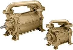 DEKKER Vacuum Technologies - 28.7 Hg Max, 1-1/2" ANSI 150# RF Flanged Inlet & Discharge, Two Stage Liquid Ring Vaccum Pump - 35 CFM, 3 hp, Cast Iron Housing, Bronze Impeller, 3,500 RPM, 230/460 Volts - Caliber Tooling