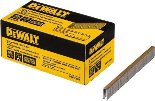 DeWALT - 9/16" Long x 0.0375" Wide, 20 Gauge Crowned Construction Staple - Steel, Galvanized Finish - Caliber Tooling