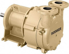 DEKKER Vacuum Technologies - 29 Hg Max, 1-1/2" ANSI 150# RF Flanged Inlet & Discharge, Single Stage Liquid Ring Vaccum Pump - 300 CFM, 20 hp, Cast Iron Housing, 316 Stainless Steel Impeller, 1,750 RPM, 230/460 Volts - Caliber Tooling