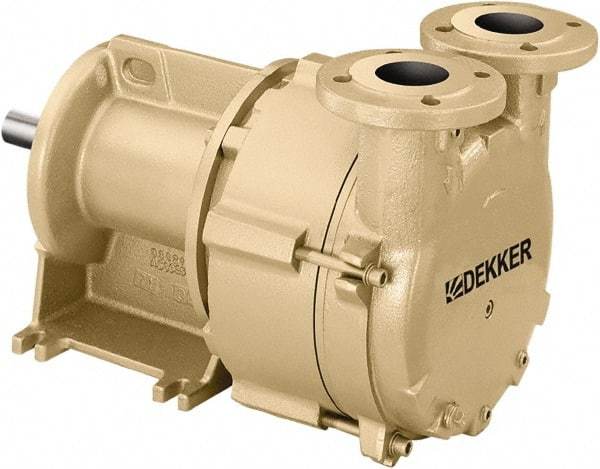 DEKKER Vacuum Technologies - 29 Hg Max, 1-1/2" ANSI 150# RF Flanged Inlet & Discharge, Single Stage Liquid Ring Vaccum Pump - 60 CFM, 5 hp, Cast Iron Housing, 316 Stainless Steel Impeller, 1,750 RPM, 230/460 Volts - Caliber Tooling