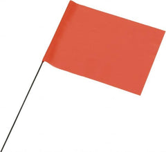 Ability One - 4" High x 5" Wide, Fluorescent Orange PVC Marking Flag - 21" Overall Height - Caliber Tooling