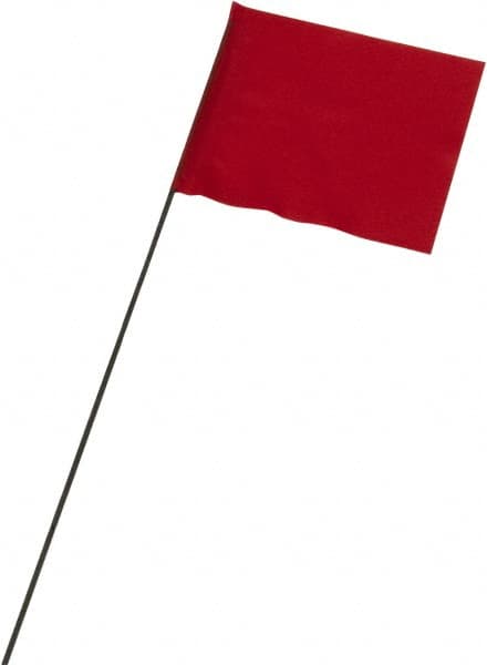 Ability One - 3" High x 3-1/2" Wide, Red PVC Marking Flag - 15" Overall Height - Caliber Tooling