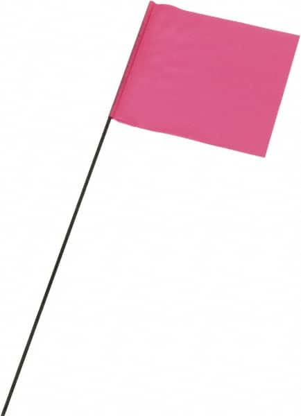 Ability One - 3" High x 3-1/2" Wide, Pink Glow PVC Marking Flag - 21" Overall Height - Caliber Tooling