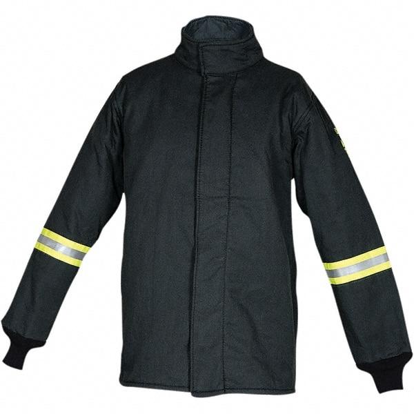 Oberon - Size 2XL Arc Flash Coat - Black, Aramid, Zipper with Hook & Loop Flap Closure, 50" Chest - Caliber Tooling