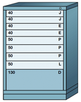 44.25 x 28.25 x 30'' (9 Drawers) - Pre-Engineered Modular Drawer Cabinet Counter Height (180 Compartments) - Caliber Tooling