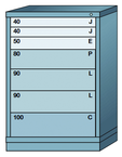 44.25 x 28.25 x 30'' (7 Drawers) - Pre-Engineered Modular Drawer Cabinet Counter Height (137 Compartments) - Caliber Tooling