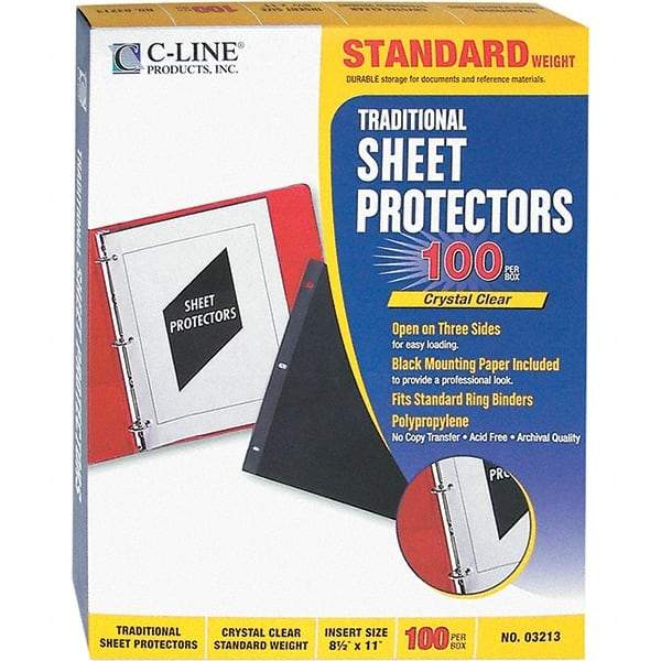 C-LINE - 100 Piece Clear Sheet Protectors-Ring Binder - 11" High x 8-1/2" Wide - Caliber Tooling