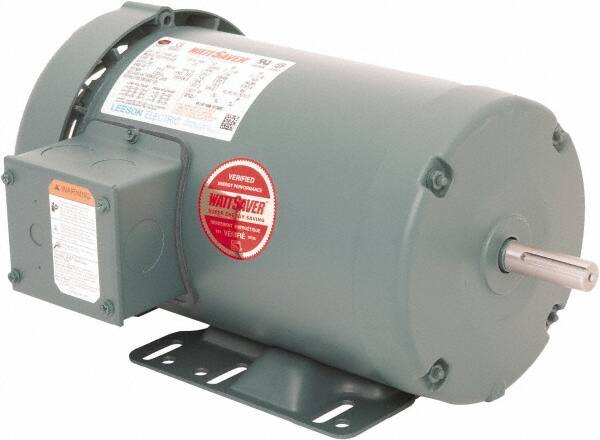 Leeson - 2 Max hp, 1,800 Max RPM, Premium Efficient Electric AC DC Motor - 230/460 V Input, Three Phase, 56H Frame, 5/8" Shaft Diam, Rigid Base Mount, TEFC Enclosure - Caliber Tooling