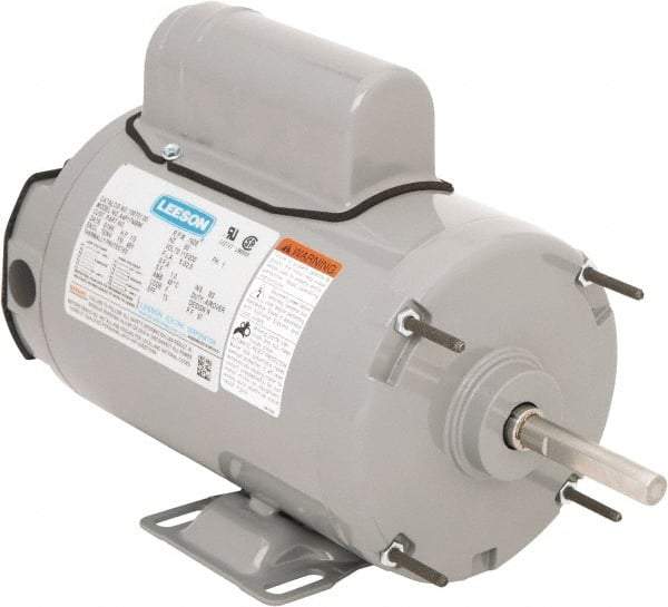 Leeson - 1/3 Max hp, 1,625 Max RPM, Electric AC DC Motor - 115/230 V Input, Single Phase, 48Y Frame, 1/2" Shaft Diam, Rigid Base Mount, TEAO Enclosure - Caliber Tooling