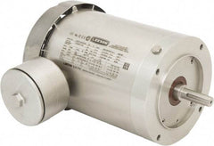 Leeson - 1 Max hp, 1,800 Max RPM, Premium Efficient Electric AC DC Motor - 230/460 V Input, Three Phase, 56C Frame, 5/8" Shaft Diam, C-Face Mount, TEFC Enclosure - Caliber Tooling