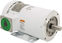 Leeson - 3 Max hp, 3,600 Max RPM, Premium Efficient Electric AC DC Motor - 230/460 V Input, Three Phase, 145TC Frame, 7/8" Shaft Diam, C-Face with Base Mount, TEFC Enclosure - Caliber Tooling