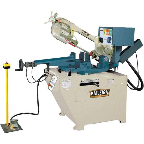 Baileigh - 10.59 x 4.33" Semi-Automatic Combo Horizontal & Vertical Bandsaw - 1 Phase, 60° Right, 45° Left Vise Angle of Rotation, 1.5 hp, 220 Volts, Frequency Drive - Caliber Tooling