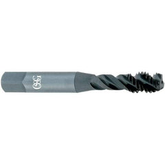 OSG - #10-24 UNC 3 Flute Semi-Bottoming Spiral Flute Tap - Powdered Metal, TiN Finish, 2-3/8" OAL, Right Hand Flute, Right Hand Thread, H3, Series 303 - Caliber Tooling