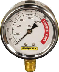 TK Simplex - Hydraulic Pressure Gages & Adapters Type: Liquid-Filled Gauge Pressure Rating: 0 - 10000 - Caliber Tooling