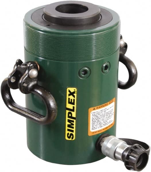 TK Simplex - 3" Stroke, 60 Ton Portable Hydraulic Hollow Hole Cylinder - 12.73 Sq In Effective Area, 38.29 Cu In Oil Capacity, 9.75 to 13.25" High, 3-5/8" Plunger Diam, 10,000 Max psi - Caliber Tooling