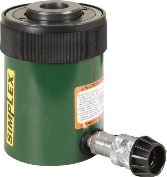 TK Simplex - 2-1/2" Stroke, 30 Ton Portable Hydraulic Hollow Hole Cylinder - 7.22 Sq In Effective Area, 18.05 Cu In Oil Capacity, 7.03 to 9.53" High, 2-1/2" Plunger Diam, 10,000 Max psi - Caliber Tooling